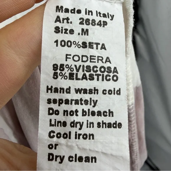 Lola Made In Italy Silk Blend Water Color Lightweight Maxi Skirt sz M pink white - Picture 7 of 9